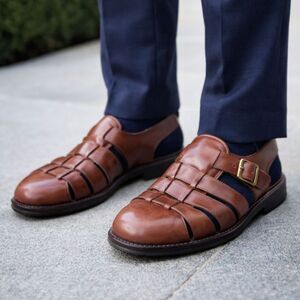 Allen Edmonds Brown Strappy Buckle Sandals Shoes  Mens Size 10.5